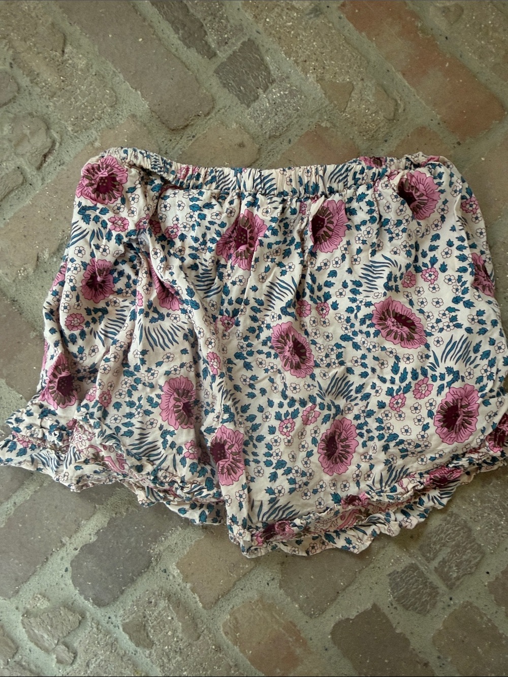 Natalie Martin Pink Floral High-Waist Elastic Ruffle Shorts